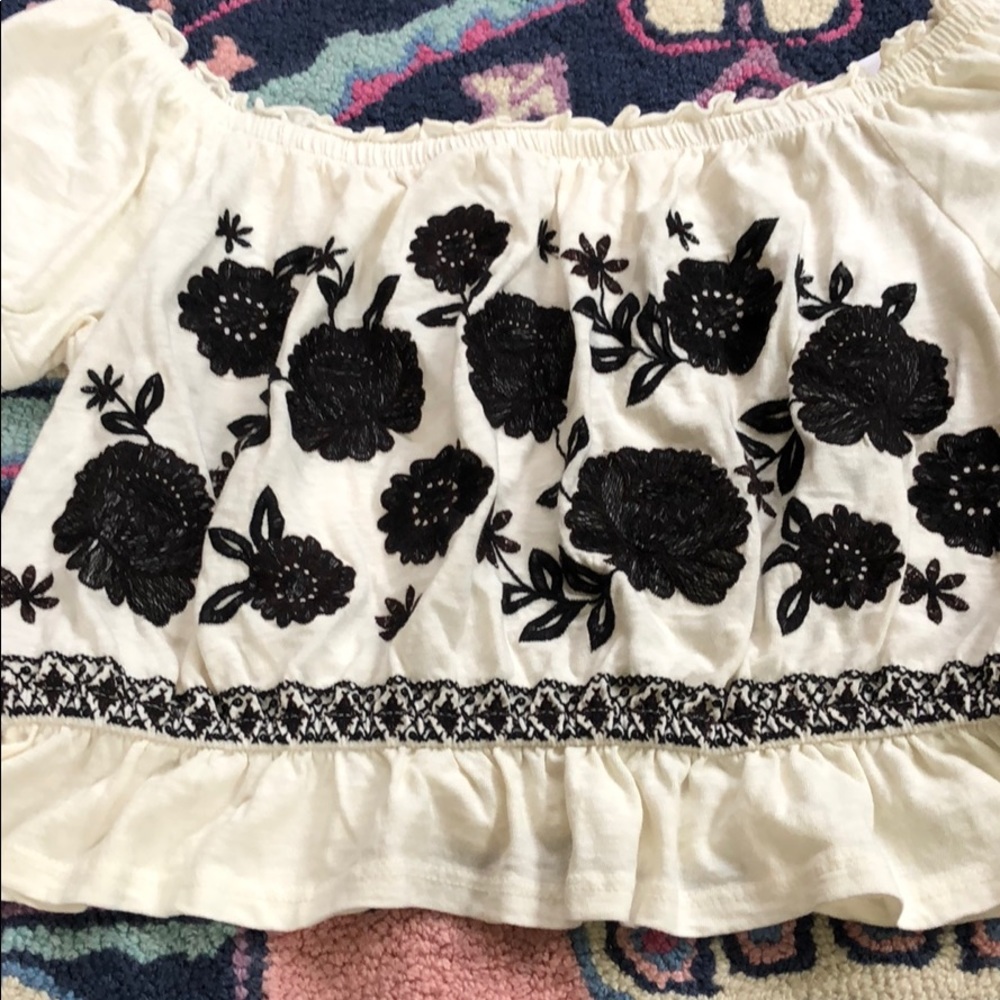 Embroidered Ruffle Crop Top - Picture 8 of 8